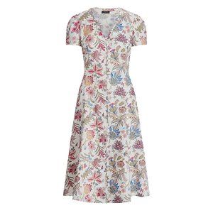 Polo Ralph Lauren Nea Paneled Floral Linen Midi-Dress